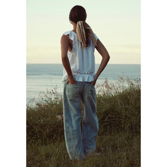 NWOT We The Free Lucky You Mid Rise Barrel Jeans 25 Short Kismet Cropped Denim - Picture 15 of 16